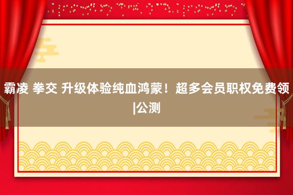 霸凌 拳交 升级体验纯血鸿蒙！超多会员职权免费领|公测